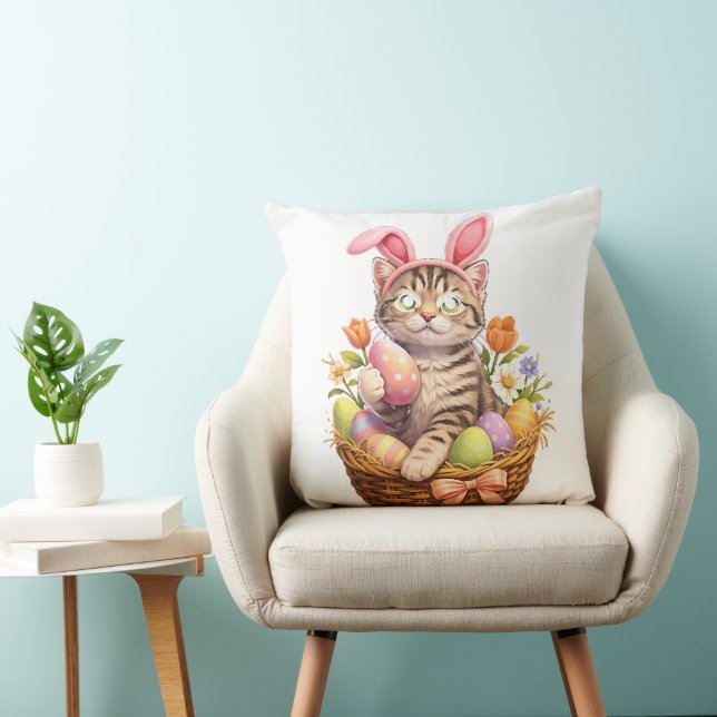 Cute Kitten Lovers Happy Easter Cat Cushion (Chair)