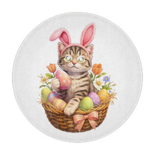 Cute Kitten Lovers Happy Easter Cat Cutting Board
