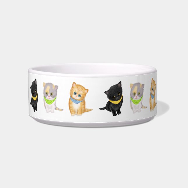Cute kitten medium personalised ceramic pet bowl (Left)