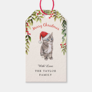 Cute Kitten Merry Christmas Cat Lovers Gift Tags