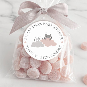 Cute Kitten Modern Pattern Baby Shower  Classic Round Sticker