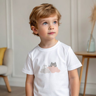 Cute Kitten Modern Pattern Baby Shower  T-Shirt
