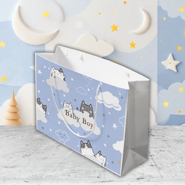 Cute Kitten Pattern Blue  Large Gift Bag (Creator Uploaded)