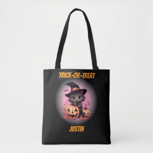 Cute Kitten Personalised Halloween Tote Bag