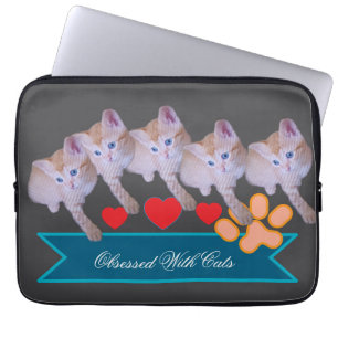 Cute Kitten Photo, Pawprint, Humor Text Laptop Sleeve