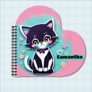 Cute Kitten Pink & Blue Notebook