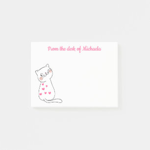 Cute Kitten Pink Hearts Cartoon Kitty Cat Post-it Notes