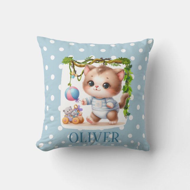 Cute Kitten Polka Dot Elegant Cushion (Front)