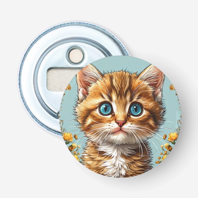 Cute kitten portrait bottle opener (Front)