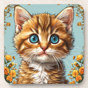Cute kitten portrait coaster