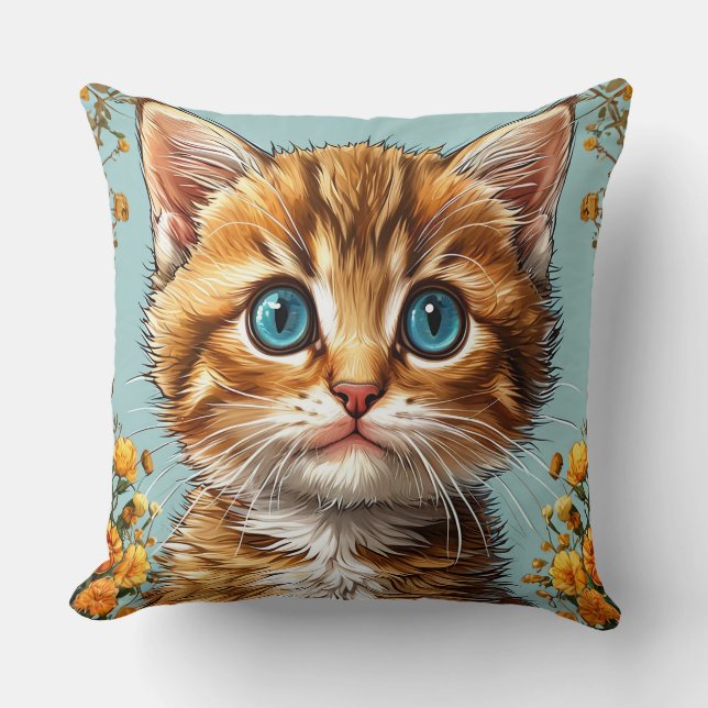 Cute kitten portrait cushion (Front)