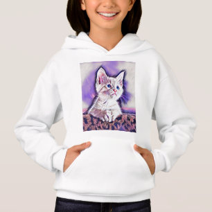 Cute Kitten Portrait Digital Art Painting Hoodie