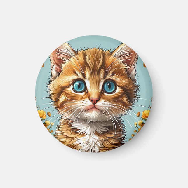 Cute kitten portrait magnet (Front)