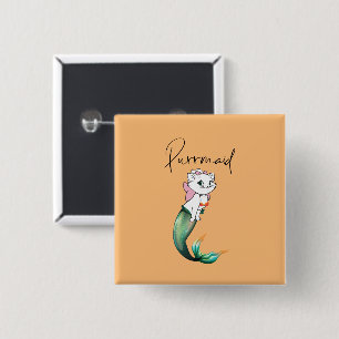 Cute Kitten Purrmaid – Fun Mermaid Cat Design 15 Cm Square Badge