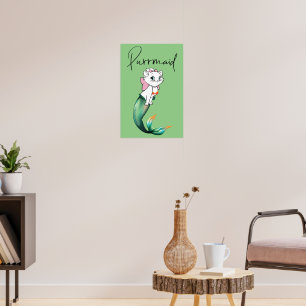 Cute Kitten Purrmaid – Fun Mermaid Cat Design Poster