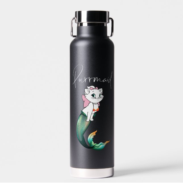 Cute Kitten Purrmaid – Fun Mermaid Cat Design Water Bottle (Front)