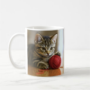 Cute Kitten Red Yarn Coffee Mug