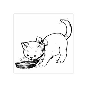 Cute Kitten  Rubber Stamp 