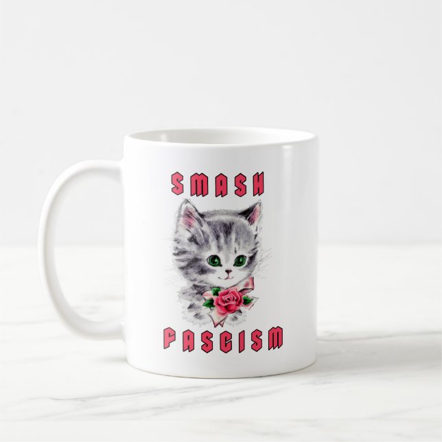 Cute Kitten - Smash Fascism Coffee Mug (Left)