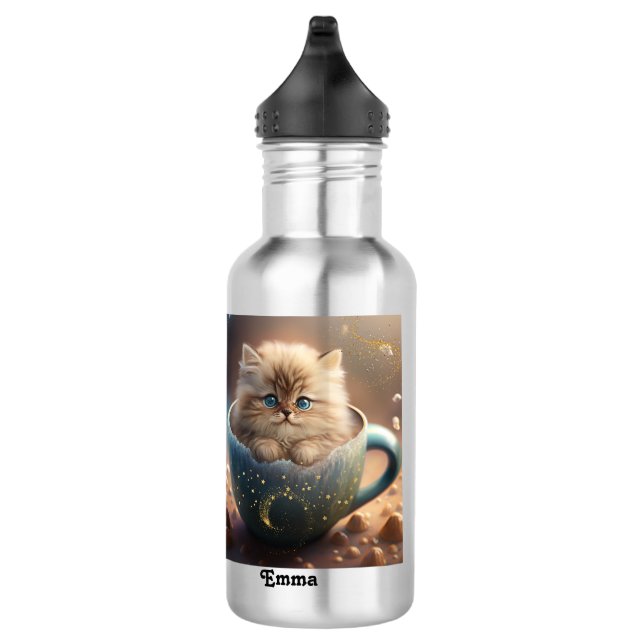 Cute Kitten Sparkle Kids School Personalised  532 Ml Water Bottle (Right)