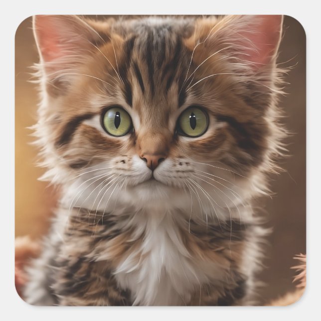 Cute Kitten  Square Sticker (Front)
