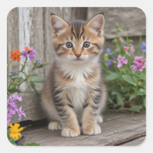 Cute Kitten Square Sticker