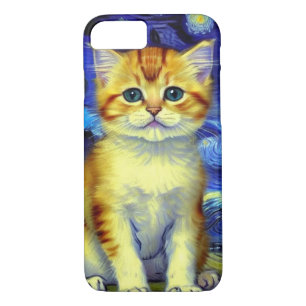 Cute Kitten Starry Night Van Gogh iPhone 8/7 Case