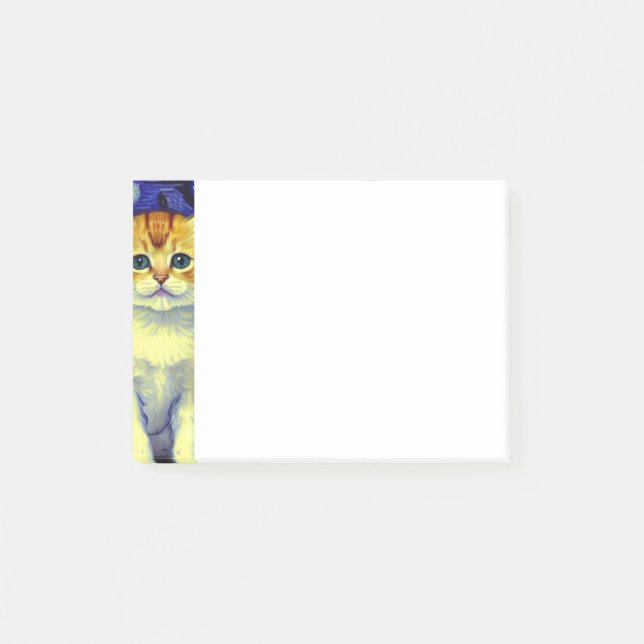 Cute Kitten Starry Night Van Gogh Post-it Notes (Front)