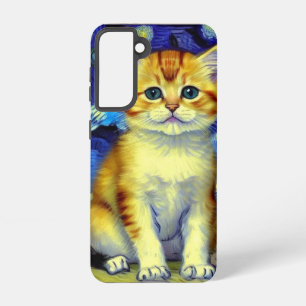 Cute Kitten Starry Night Van Gogh Samsung Galaxy Case
