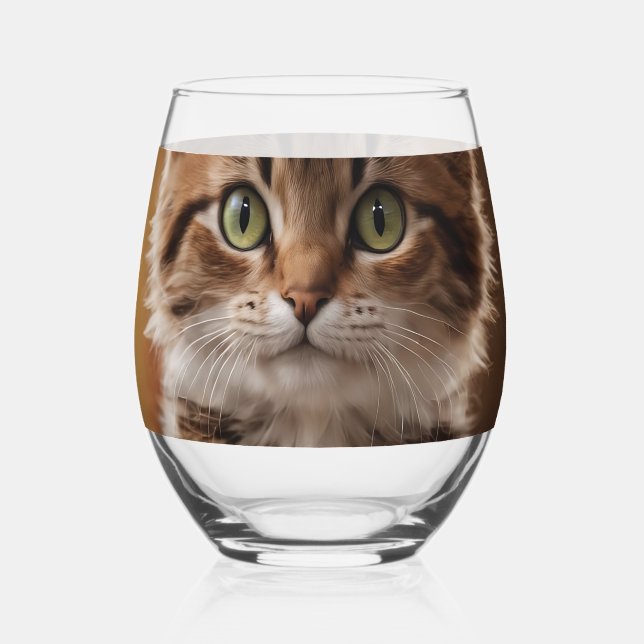 Cute Kitten  Stemless Wine Glass (Front)