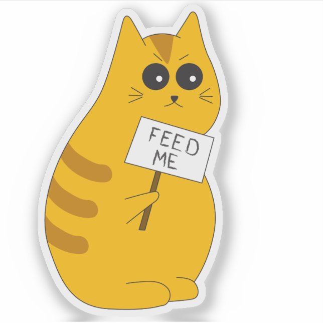 Cute Kitten Sticker; Hungry Cat (Front)