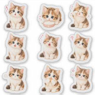 Cute Kitten Sticker Pack Expressive and Adorable