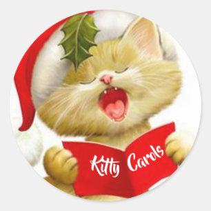 Cute Kitten Stickers Singing Christmas Carols