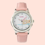 Cute Kitten Tabby Cat Animal Girly Kids Watch<br><div class="desc">Cute,  girls,  Tabby,  ginger kitten,  cat,  modern,  animal watercolor watch. Girly,  Perfect for kids. Personalise it with your child's name.</div>