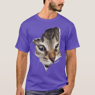 Cute Kitten Tearing T-Shirt Looking Cat Tshirt T-S