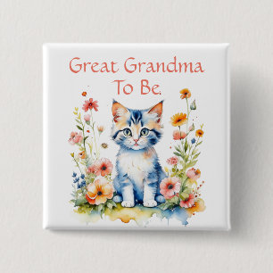Cute Kitten Themed Grandma to Be Baby Shower 15 Cm Square Badge