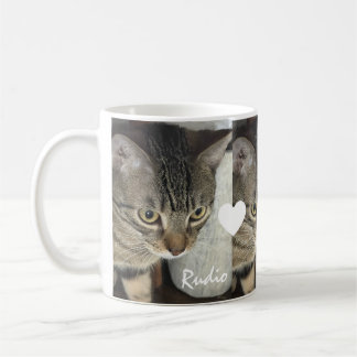 Cute Kitten Three Photo Heart Name Pet Coffee Mug