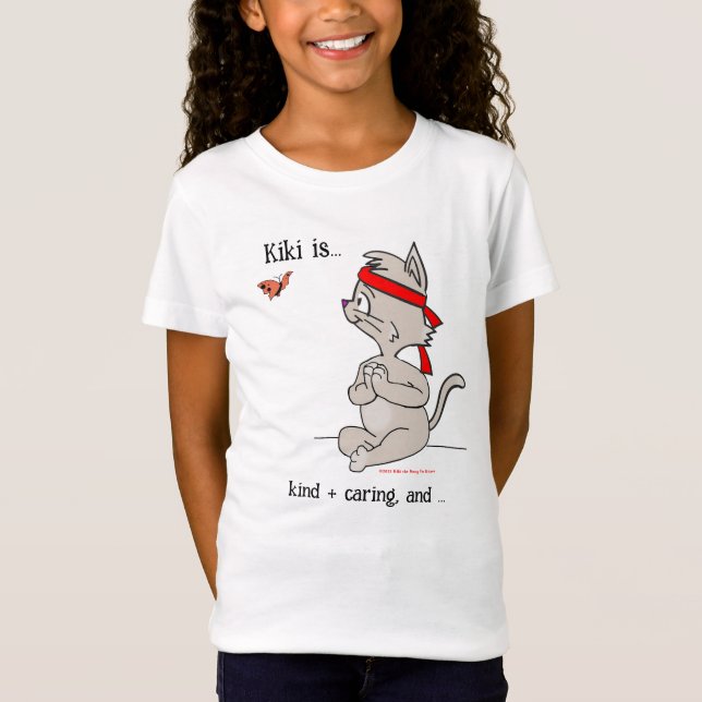 Cute kitten top featuring Kiki the Kung Fu Kitten (Front)
