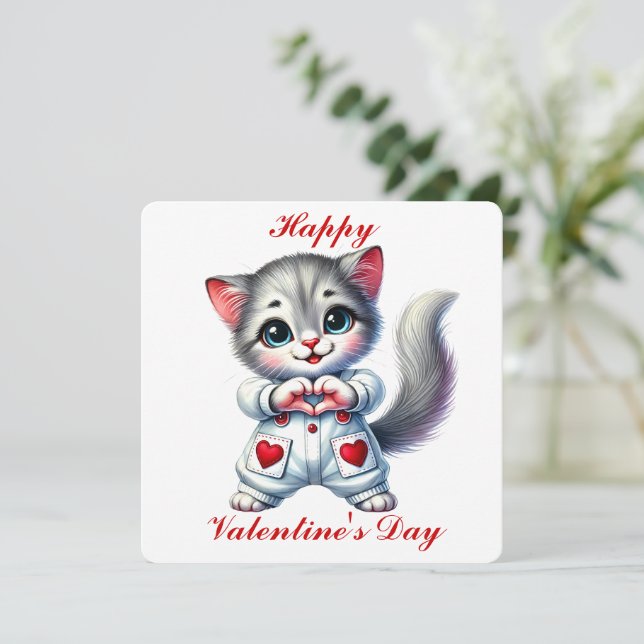 Cute Kitten - Valentine's Day Card (Standing Front)