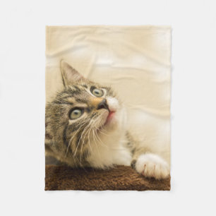 Cute Kitten with an Outstretched Paw Fleece Blanket