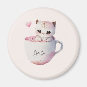 Cute Kitten with Balloon Heart Magnet