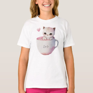 Cute Kitten with Balloon Heart T-Shirt