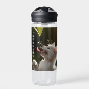 Cute Kitten with Dewdrop Personalized Name Gift Water Bottle