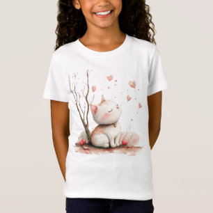 Cute Kitten with Hearts Kids Back-to-School T-Shirt