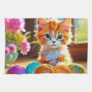 Cute Kitten Yarn Tea Towel