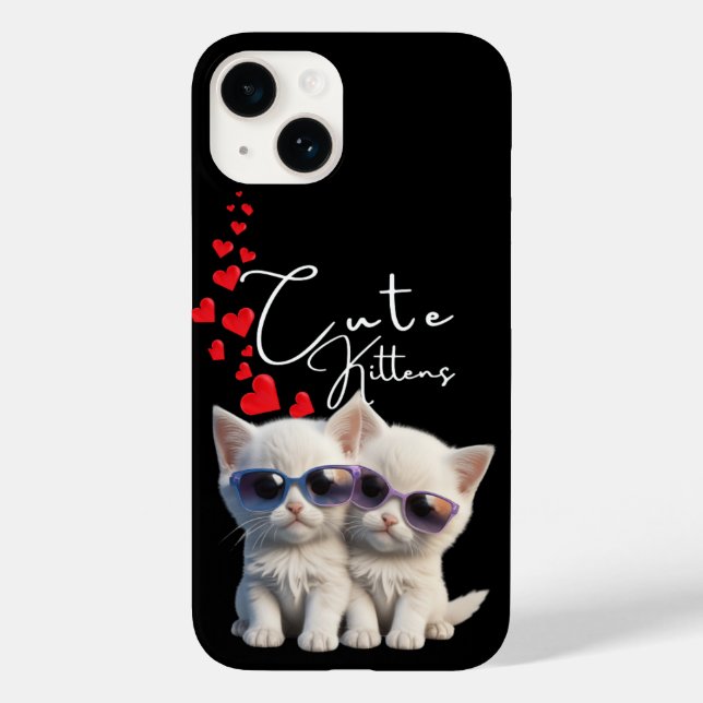 Cute Kittens and Hearts Flow Case-Mate iPhone Case (Back)