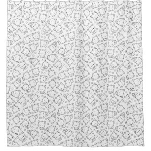 Cute Kittens and polka dots Black & White Shower Curtain