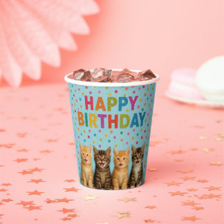 Cute kittens birthday paper cups! paper cups
