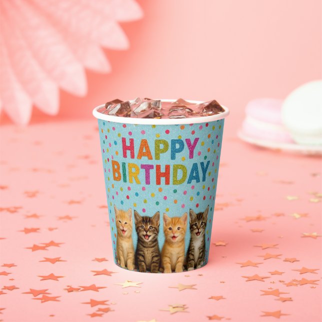 Cute kittens birthday paper cups! paper cups (Insitu)
