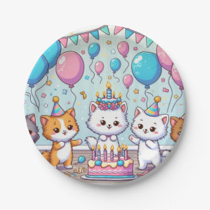Cute Kittens Birthday Party Plates